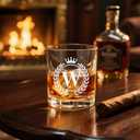 Fathers Day Personalized Whiskey Glasses Gifts for Men, Rocks Old Fashioned Glass, Monogrammed A-Z 10.3 oz Whisky Glasses, Birthday Gift for Him Dad Father Husband Brother Son (W)