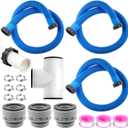 3 Pack 1.5''x59'' 29060e Flexible Pool Filter Pump Hose Kit for Above Ground Pools, with 1.5'' 3-way Connector, 3 4560 Conversion Adapters 40mm to 1.5'' for Sand Filter, Saltwater System(Blue)