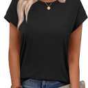 Short Sleeve Shirts for Women Crew Neck Tee - Fashion Summer Spring Cap Sleeve Tops for Women Size L
