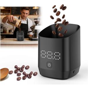 Digital Coffee Bean Dosing Cup for Espresso with LED Scale - High Precision Coffee Grounds Measurer, Barista-Strength Brewing Accessory & Perfect Coffee Lover Gift (Black, Sleek Design)