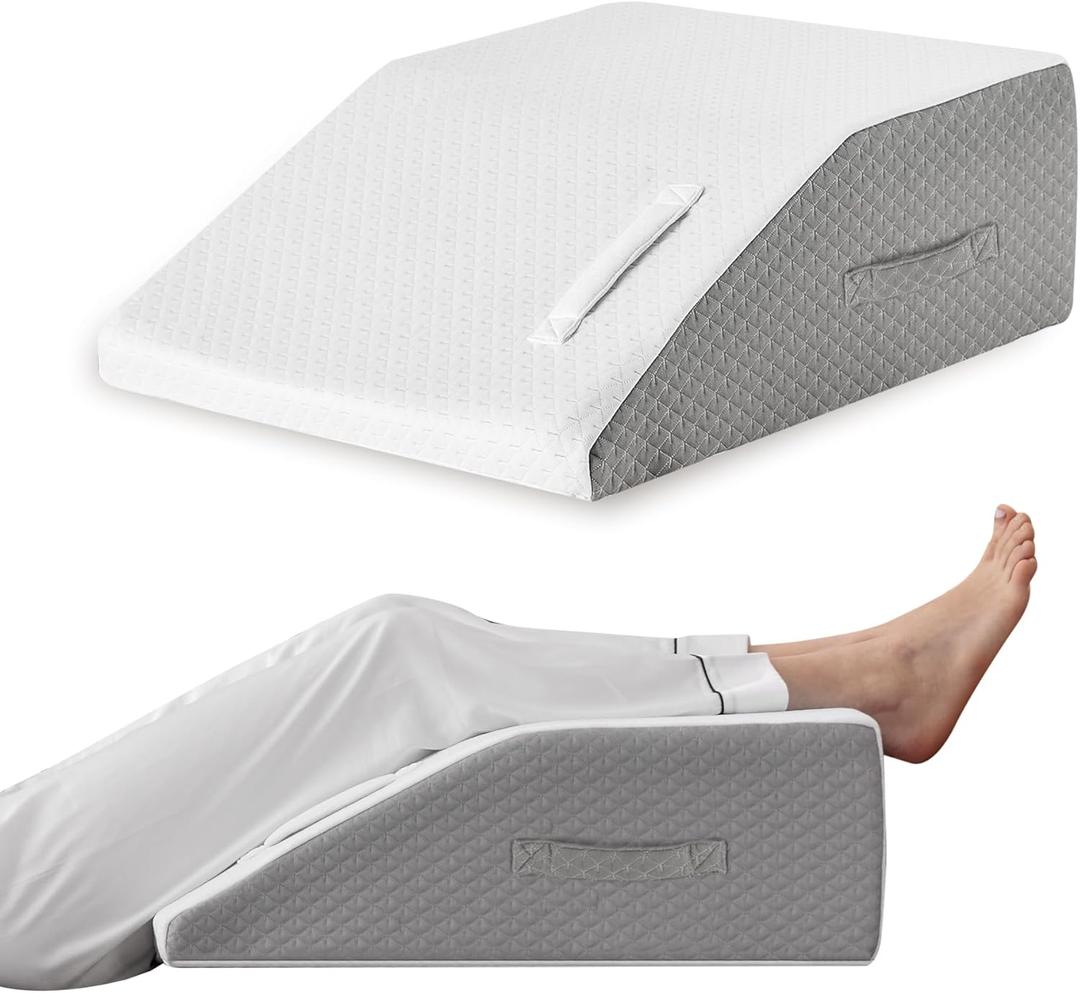 Ruqmuis Leg Elevation Pillow for After Surgery, Leg Elevating Pillow for Swelling & Blood Circulation, Leg Wedge Pillow for Sleeping, Knee Pillow for Knee Hip Ankle Pain Relief, 23.616.88Inch White
