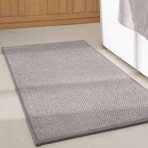 GRANNY SAYS Grey Bathroom Rugs, Soft Chenille Bathroom Mat, Absorbent Bath Mats 24" x 16", Small Bath Rugs Non Slip Washable, Quick Dry, Thin, Rug for Tub and Shower