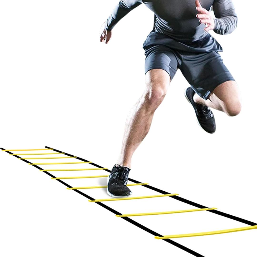 GHB Pro Agility Ladder Agility Training Ladder Speed 12 Rung 20ft with Carrying Bag (Yellow)