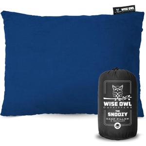 Wise Owl Outfitters Camping Pillow  Memory Foam Travel Pillow for Airplane Sleeping, Hiking, Backpacking & Outdoor Use - Small & Portable for Adults, Car, Camp & Tent (Medium (14"x18"), Blue)