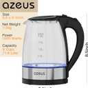 AZEUS Fast Boil Electric Water Kettle, 1.8L Large Capacity with Auto Shut-Off and Boil-Dry Protection, BPA-Free Borosilicate Glass &Stainless Steel