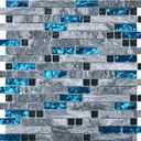 Art3d grout Decorative Tile, Blue/Gray, Glass, for Kitchen Backsplash or Bathroom Backsplash (5 Pack)