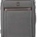Travelpro Platinum Elite Softside Expandable Checked Luggage, 8 Wheel Spinner Suitcase, TSA Lock, Men and Women, Vintage Grey, Checked Medium 25-Inch