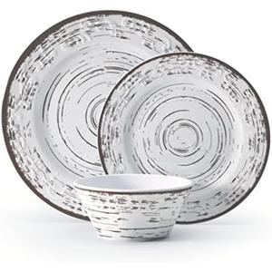 Pfaltzgraff Trellis 12 Piece Outdoor Melamine Dinnerware Set, Mulitcolored, Service for 4