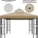 Sumfaller 10x10 FT Gazebo Replacement Canopy Top Cover Double Tiered Canopy Top Cover for Outdoor BBQ Roof Cover Grill Shelter (Brown)