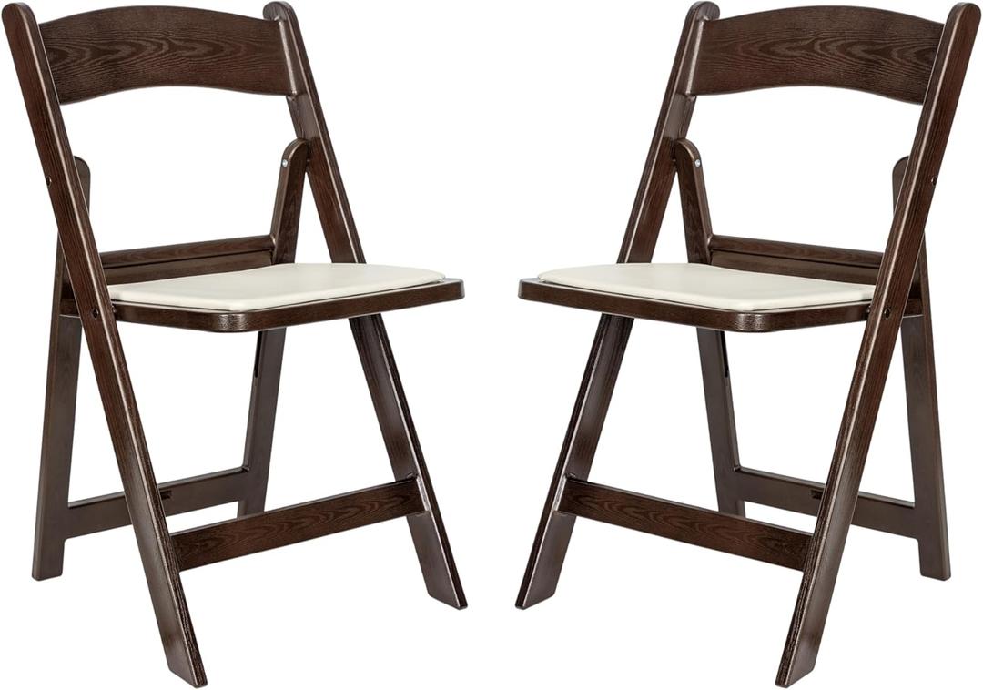 Flash Furniture Hercules Folding Resin 2 Pack 800LB Weight Capacity Event Chair, Set of 2, Dark Brown