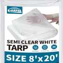 TARPAL 8'x20' Semi Clear White Tarp Waterproof Green House Cover with Grommets 7.5mil Clear Poly tarps for Gardening,Farm, Garden,Chicken CoopsOutdoor (8x20ft-Finished size)