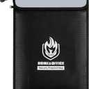 Upgraded Two Pockets Fireproof Document Bag (2000), andyer 15x 11Waterproof Fireproof Money Bag with Zipper, Waterproof Holder Pouch Fire Safe Envelope for Valuables, Legal Documents (Jet Black)