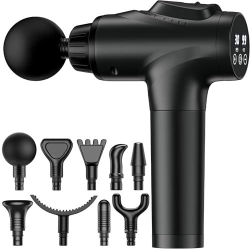APHERMA Massage Gun, Muscle Massage Gun for Athletes Handheld Electric Deep Tissue Back Massager, Percussion Massage Device for Pain Relief with 30 Speed Levels 9 Heads Black