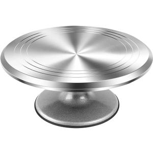 RFAQK 12 Inch Aluminum Alloy Revolving Cake Stand, Cake Turntable for Decorating Rotating Cake Stand for Cupcakes, Pastries and Cake Decorations