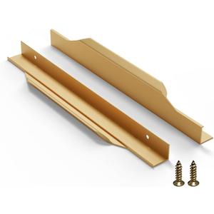 5 Pack 250mm(9.8 Inch) Gold Edge Finger Pull Drawer Door Cabinet Aluminum Alloy Long Concealed Furniture for Kitchen Bathroom
