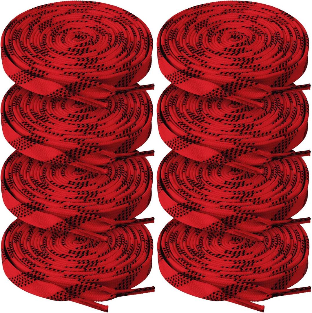 Yingzhao 4 Pairs Red Waxed Hockey Laces 108" Hockey Skate Laces Wide Ice Lace Strap Strings Ice Sports Accessories for Roller Skates, Boots,Adults, Youth