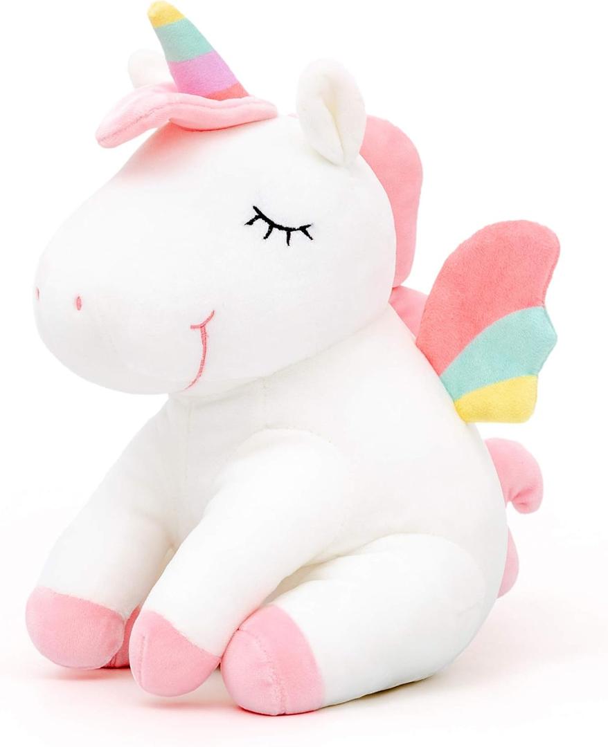 Lazada Unicorn Stuffed Animal Plush Toys Girls Gifts with Rainbow Wings White 12 Inches (A01 Sitting Posture White)