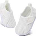 FEETCITY Baby Boys Girls First Walking Shoes Infant Sneakers Crib Shoes Breathable Lightweight Slip On Shoes (White)