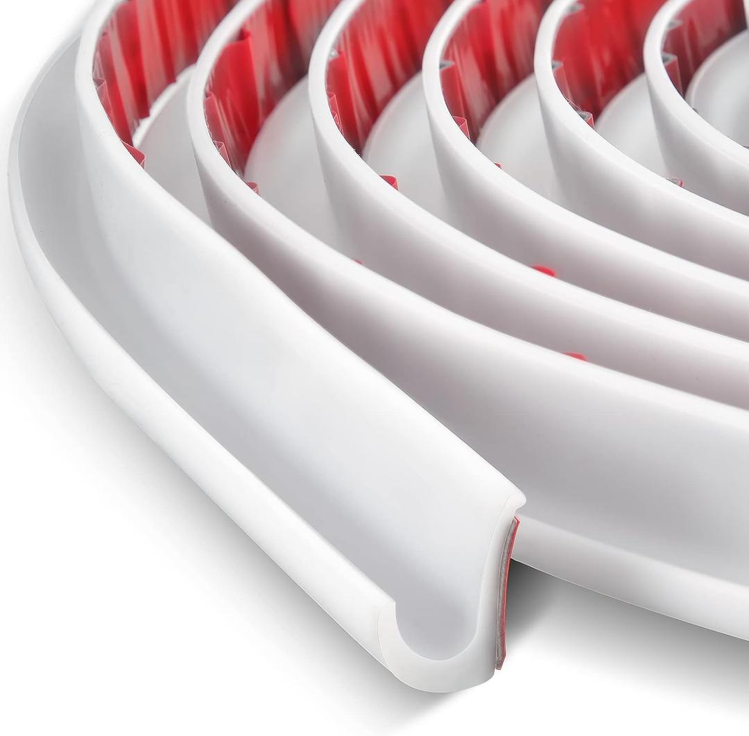 Tondiamo 40 ft Rv Rain Gutter 1/2 Inch Plastic Drip Rail PVC Strip Roof Rain Diverter, Adhesive Backing, Flexible J Shape Rv Trim Molding for Car Van Door Motorhome(White)