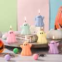 12 Pcs Pastel Halloween Ghost Candles Cute Burning Unscented Wax Candles Ghost Spooky Decor for Halloween Holidays Party Bedroom Table Decorations