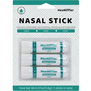 HexNiffler Nasal Stick, Essential Oil Vapor Inhaler, Natural Ingredients, Breathe Freely，Boosts Mood, On-The-Go Portable Nasal Inhaler for Adults, 4Pack(Mint, Lavender, Green Tea,Coffee) (Green Tea)