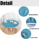 LUSHVIDA Round Waterproof Table Cover Elastic Vinyl Fitted Tablecloth Elastic Edged Plastic Table Cloth (Teal, Best for Up to 45"-56" Round)