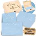 WOODAMORE Advice and Wishes Cards Box - 50 Pcs Blue Wedding Advice Card for Bridal Shower, Baby Shower Advice Cards, Double Sided Advices and Well Wishes Box for Graduation, Christmas, Birthday Party
