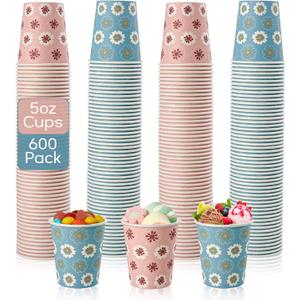 600 Pack 5oz Paper Cups, Bathroom Cups, Mini Mouthwash Cups, Colorful Disposable Cups, Hot Drinking Cup for Travel, Party and Event