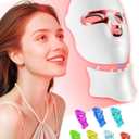 FOLOKE LED Light Therapy Mask Skin Care Mask, LED face & neck Red 6305nm & NIR 830nm Wavelength,USB C Rechargeable for Home Use Working Travel Yoga (Sakura Pink
