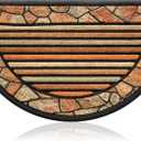 Extra Durable, Superior Absorption, Front Door Mat for Outdoor & Indoor - Welcome Mat for Entryway, Entrance, Patio, Porch - Waterproof, Non-Slip Backing, Coarse Fibers (Semicircle Mosaico,18x30)