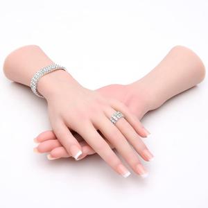 Realistic Silicone Female Hand Model Fake Hand Flexible Finger Bendable Acrylic Nail Mannequin Hand for Jewelry Display Nail Art Practice(Pair)