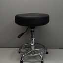 KKTONER PU Leather Round Rolling Stool with Foot Rest Swivel Height Adjustment Spa Drafting Salon Tattoo Work Office Massage Stools Task Chair Small (Black)