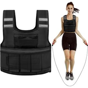 Adjustable Weighted Vest for Women and Men, 1-11 lbs/2-22 lbs/2-32 lbs Weighted Vest for Running, Walking, Strength Training with Reflective Strip & Storage Bag (Black)