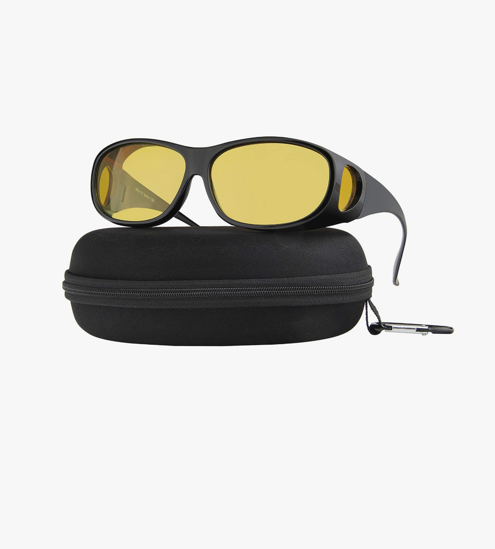 Night Driving Glasses Anti Glare Polarized Night Vision Yellow Tint Night Driving Glare Reducing Fit Over Driving Sunglasses Men and Women