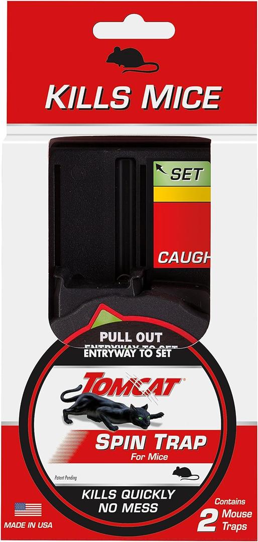 Tomcat Spin Trap for Mice, Fully Enclosed Mouse Trap Provides a Quick, No-Mess Kill, 2 Traps, 8 Pack