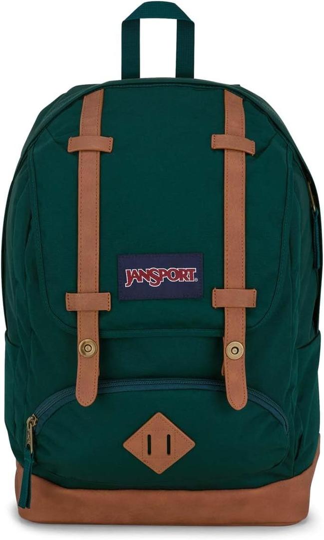 JanSport Cortlandt Laptop Backpack, Deep Juniper, 15” Laptop Sleeve-Synthetic Leather Shoulder Computer Bag with Large Compartment, Padded Straps- Rucksack for Men, Women