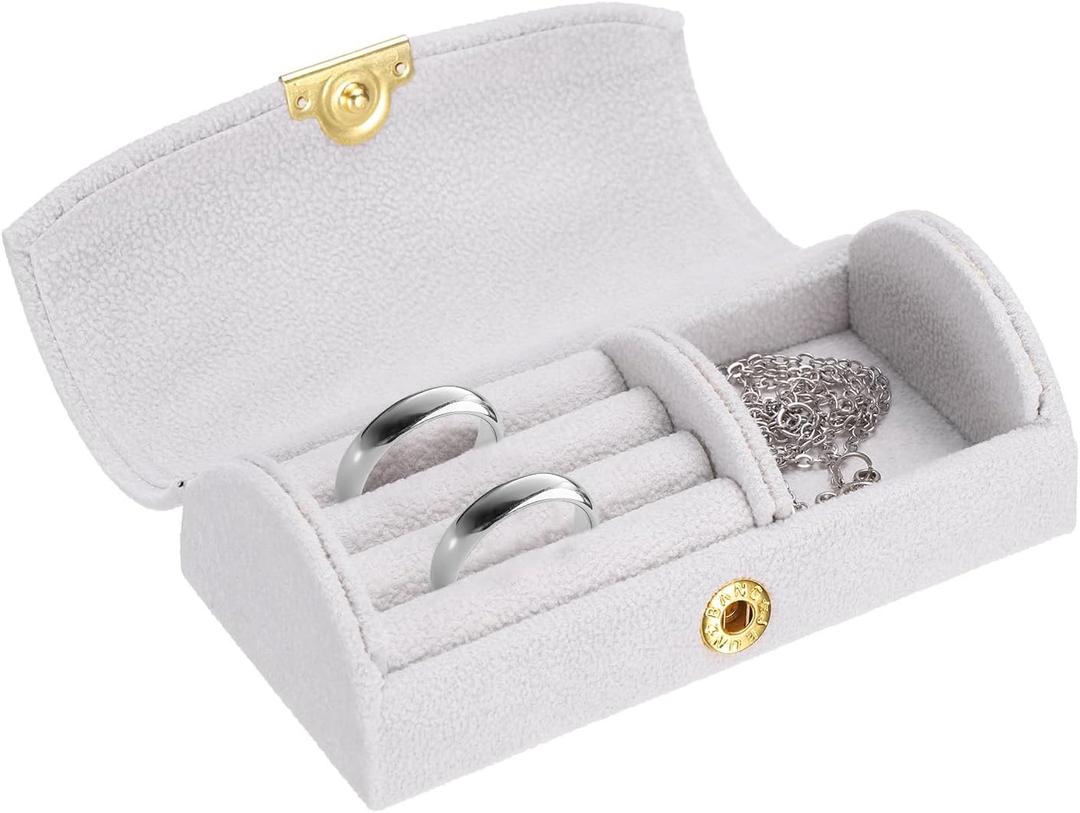 uxcell Small Travel Jewelry Box, Ring Box Jewelry Holder Portable Jewelry Storage Organizer Case for Rings Necklace Earrings Gift for Women Girls with Gift Box, Grey