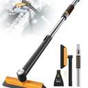 helloleiboo 43.7" Extendable Ice Scrapers for Car Windshield for 12 Adjustable Length Settings with Foam Grip and 360° Pivoting Brush Head Detachable Snow Brush for Truck SUV(Orange)