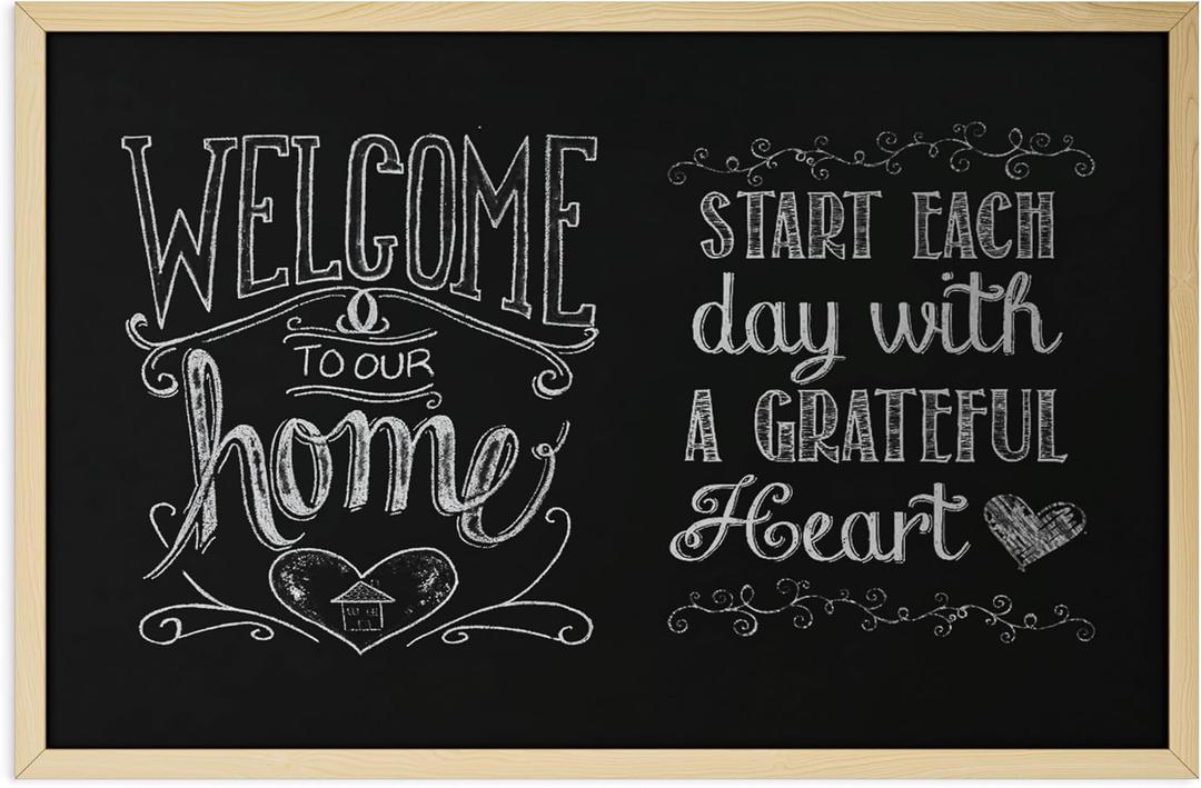 U Brands Chalkboard, 24" x 36", Birch Wood Frame, Blackboard Surface, Wall Mountable, Dry Erase Board, Home, Classroom & Office Organization, Memo & Message Board