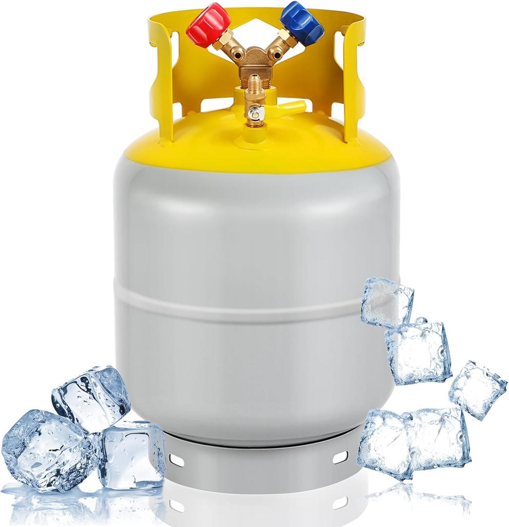 Dollate 30LB Refrigerant Recovery Tank for R12, R22, R134A, R410A, etc HVAC Cylinder Refrigerant Recovery Cylinder Tank 1/4 SAE Y-Valve Freon Recovery Tank