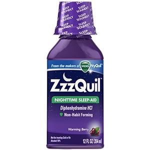ZzzQuil Nighttime Sleep-Aid Liquid Warming Berry Flavor 12 Fl Oz Pack Of 12 EXP 01/2028