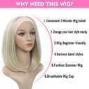 Hair Headband Wigs for Black and White Women Blonde Wig Glueless Synthetic Short Bob Cosplay Wig 180% Density None Lace Front Wigs for Daily Use 12 Inch (Mix Blonde/Beige Headband)