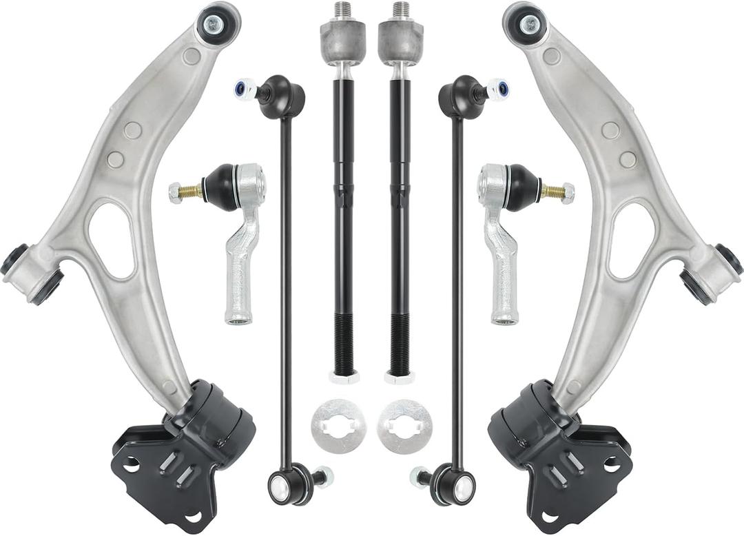 Front Lower Control Arm Kit with Ball Joints Bushings Compatible with 2013-2017 Ford C Max, 2012-2018 Focus(Excludes 15" Wheels, Not For ST or RS) Sway Bar Link Outer Inner Tie Rod End