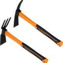 2pcs Garden Tools Comfortable Handle Hoes for Garden Work Carbon Steel Outdoor ToolsOrange