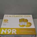N9R 72PCS Gold Plastic Cups, 12OZ Clear Plastic Cups with Gold Rim, Disposable Cups Perfect for Parties, Wedding and Birthday