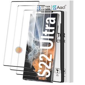 AACL [Fingerprint Compatible][3Pack] 3D Curved Tempered Glass for Samsung Galaxy S22 Ultra 5G Screen Protector, [Easy Installation with Alignment][AntiScratch][Case Friendly]
