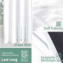 White Blackout Curtains for Bedroom 63 Inch Length, Black Out Thermal Insulated Grommet Window Drapes for Living Room, 2 Panels Set, Each 42 Inch Wide