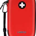 MEDMAX Epipen Medical Carrying Case, Hard Shell EVA Shock Absorption Travel Medication Organizer Bag Emergency Medical Pouch Holds 3 EpiPens, Asthma Inhaler, Allergy Medicine Essentials, Large (Red)