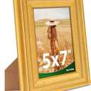 5x7 Picture Frame, Antique Finish Display 5 x 7 Photo Frame with Tempered Glass for Wall or Tabletop,5 by 7 Picture Vintage Framed Wall Art Dcor,Gold,1Pack