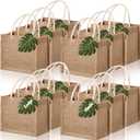 Paterr 12 Pcs Burlap Jute Tote Bag Bachelorette Gift Bag with Handle Tissue Paper Monstera Tag for Bridesmaid Party Favor
